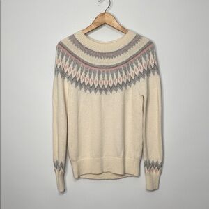 Boden Agnes Fair Isle Ivory Crewneck Sweater Size Medium